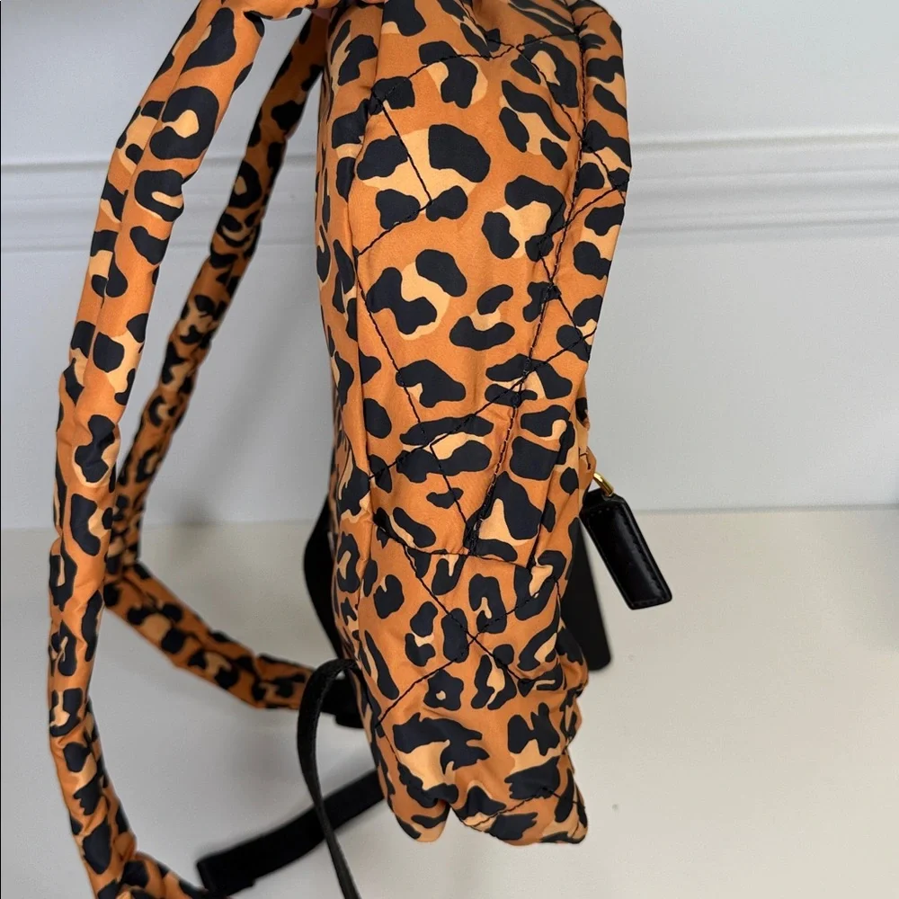 Marc Jacobs Cheetah Diamond Quilt Backpack nylon black tan purse bag backpack